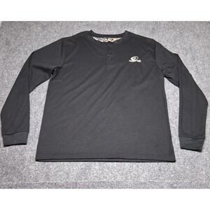 Mossy Oak Black Long Sleeve 100% Polyester Henley Thermal T-Shirt Men's 2XL‎